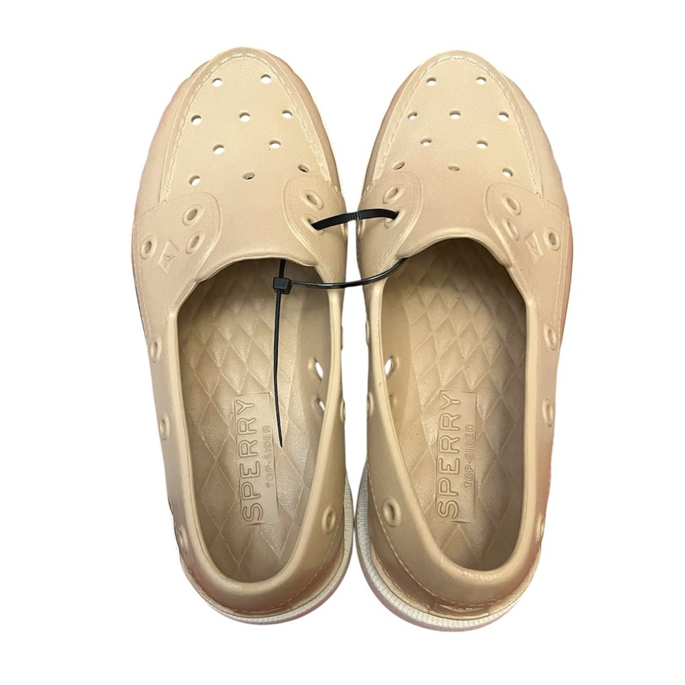 Sperry Tan Perforated Slip-Ons